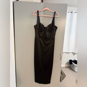 Zara Black Sleeveless Midi Dress with Structured Bust